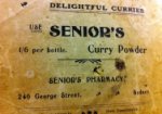An advertisement for curry powder sold in Senior's Pharmacy