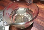 Method of sterilising jars, lids in boiling water.