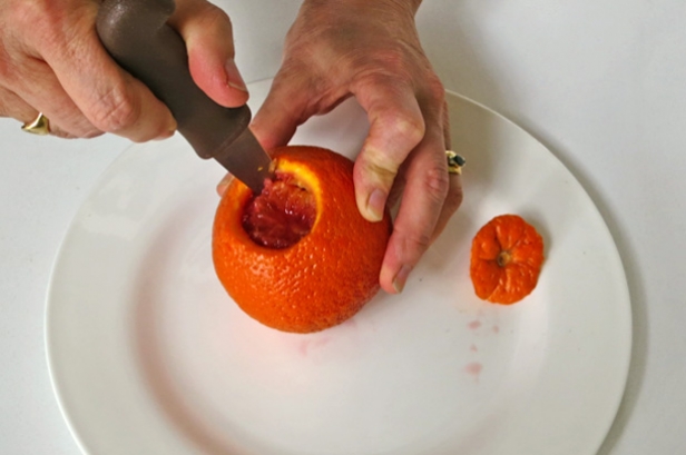 Separate the flesh from the orange