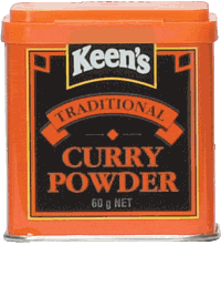 A container of Keen's traditional curry powder 