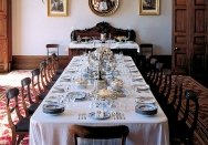The dining room at Elizabeth Bay House, with a full ‘a la Francais’ setting for 14 diners.