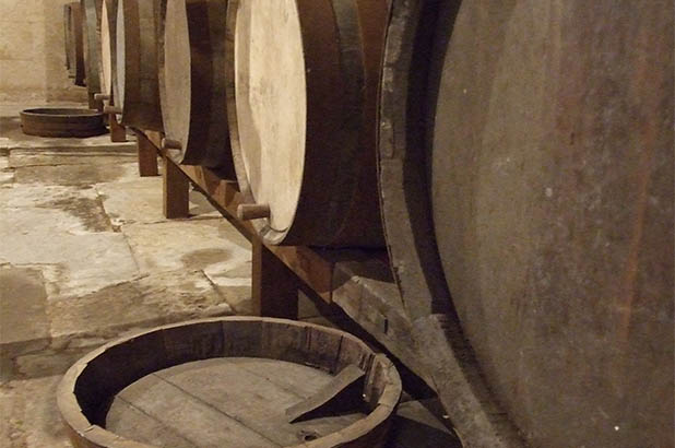 Barrells in the cellars at Elizabeth Bay House.