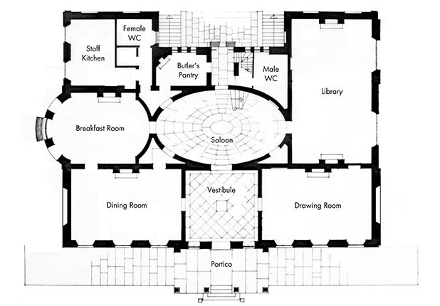 The plan of the ground floor at Elizabeth Bay House. 