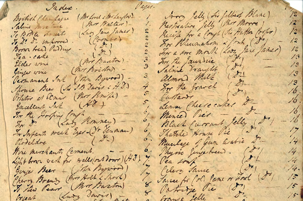 Page from an 1832 cookbook manuscript