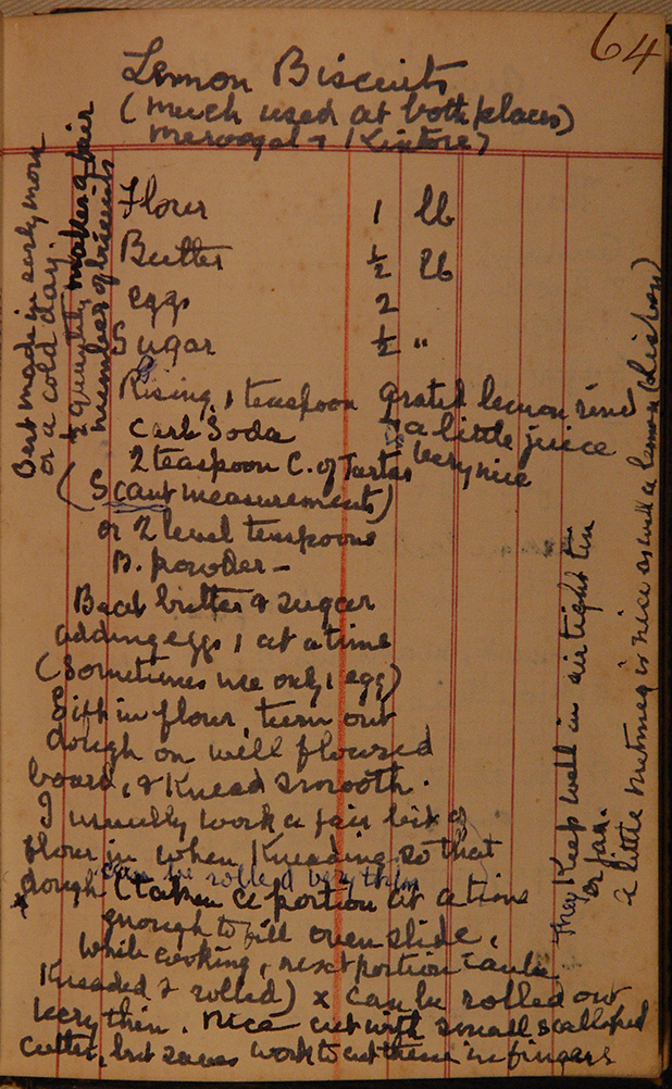 Lemon biscuits recipe written in a notebook from Meroogal.