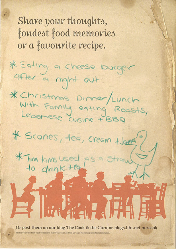 Visitor comment from the Eat your history: a shared table exhibition, Christmas dinner and lunch