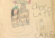 Chocolate cake drawn by a visitor to the Eat your history: a shared table exhibition