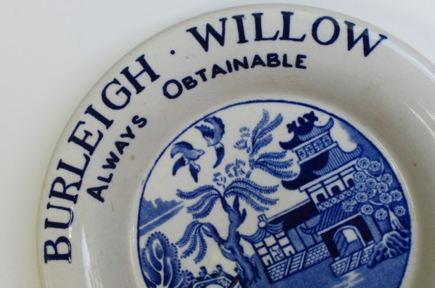 Burleigh-ware trade plate advertising willow pattern, c1935