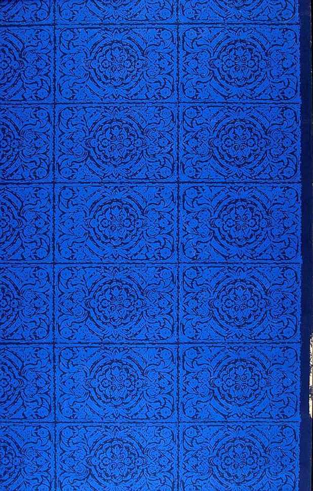 Cobalt blue tile wallpaper, Florence Broadhurst Wallpapers Pty Ltd, Sydney, c1968.