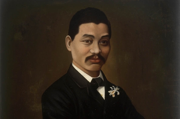 Portrait in oils of successful Chinese businessman Quong Tart, c1880s.
