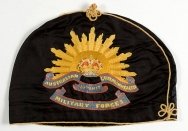 Tea cosy embroidered with the Rising Sun badge, from Rouse Hill House and Farm.