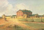 A watercolour painting of Hyde Park Barracks