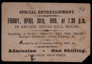 Ticket for a theatrical performance in the arcade at Rouse Hill