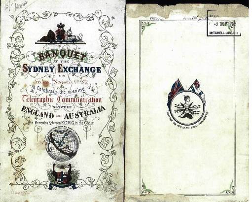 Sydney Exchange banquet menu 1872