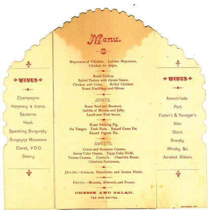 Banquet menu, Orange 1890