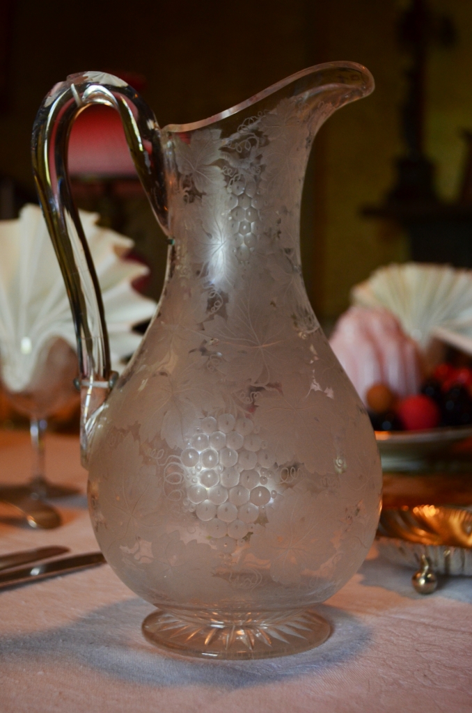 Water jug with etched grape vines at Rouse Hill House