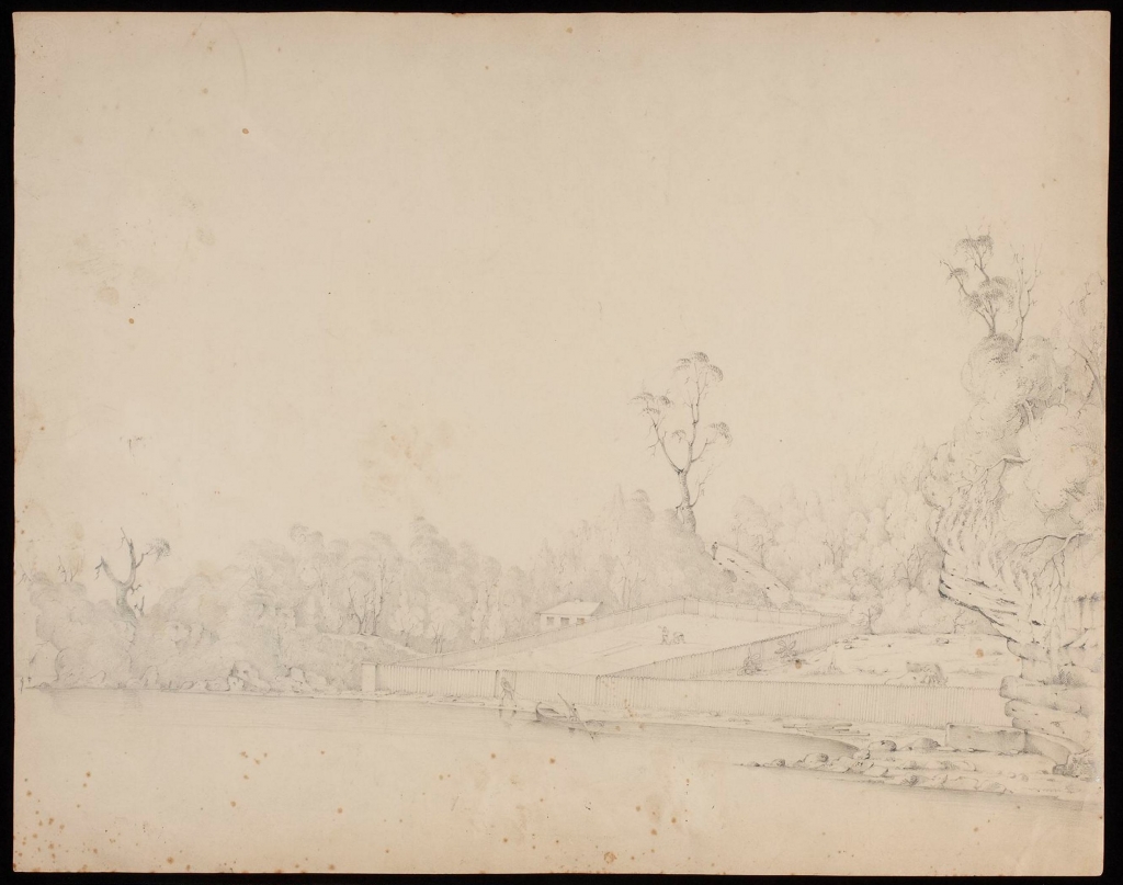 Sketch of Elizabeth Bay, Sydney N. S. Wales Sept 3 1827. T. Wright Hughes, Buffs [3rd East] Kent Reg[iment], 1827