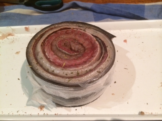Rolled and bound eel fillet © Jacqui Newling for Sydney Living Museums
