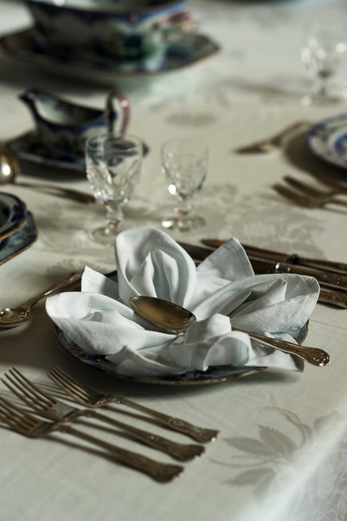 Lotus napkin fold_detail of photograph © Nicholas Watt Sydney Living Museums